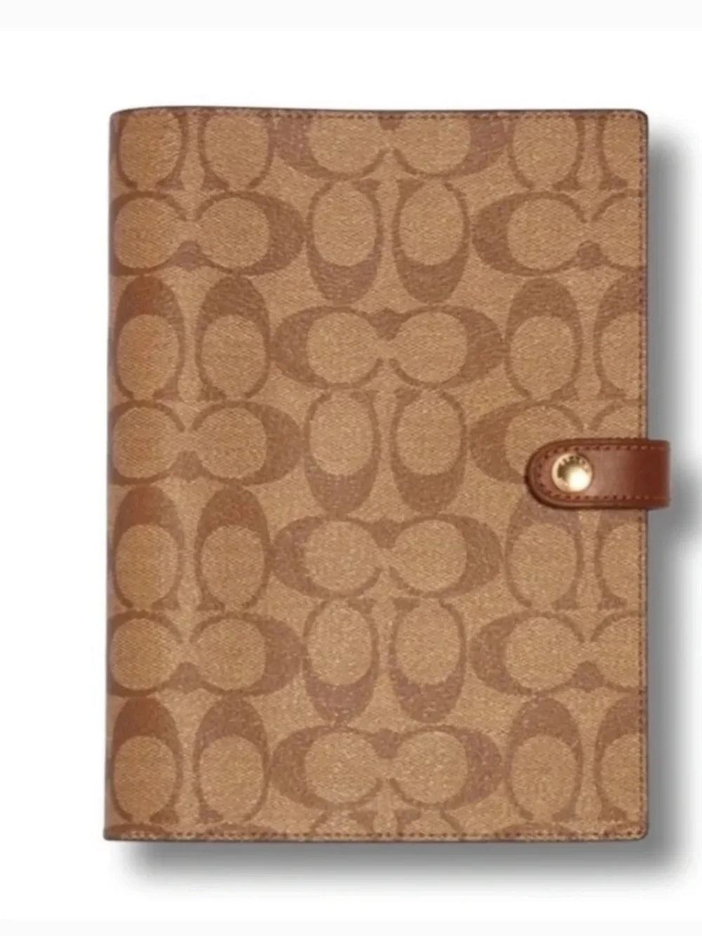 Coach Signature Canvas Notebook Journal Khaki Leather Snap NWT